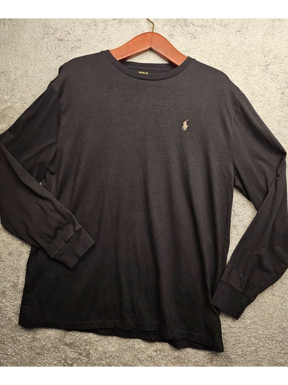 Polo Ralph Lauren Mens Black Long Sleeve Classic Fit Cotton Shirt L
